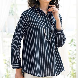 BELLUNA（ベルーナ）の「やわらかな着心地！テンセル綿素材スキッパーシャツチュニック（チュニック）」｜詳細画像