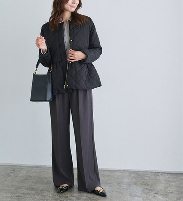 Pierrot（ピエロ）の「ノーカラーフレアキルティングブルゾン（ブルゾン）」｜詳細画像