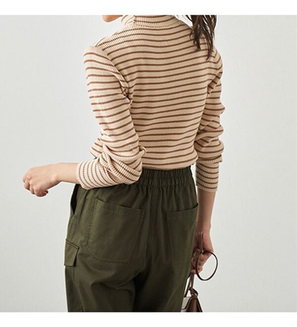 BELLUNA（ベルーナ）の「＜＆ｃｏｃｏｃｈｉ＞ハピネスコットン100％&times;吸湿発熱リブタートルニット（ニット・セーター）」｜詳細画像