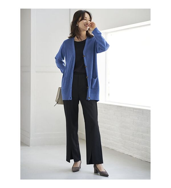 BELLUNA（ベルーナ）の「錯覚美脚！裾スリットセミワイドパンツ（フルレングスパンツ）」｜詳細画像