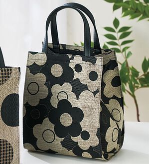 「尾州織　ジャカード手提げバッグ（ハンドバッグ）」｜花