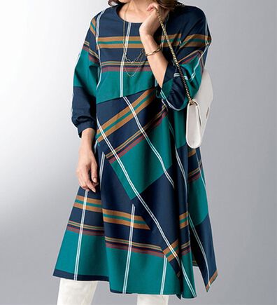 BELLUNA（ベルーナ）の「チェック柄切替デザインワンピースチュニック（チュニックワンピース）」