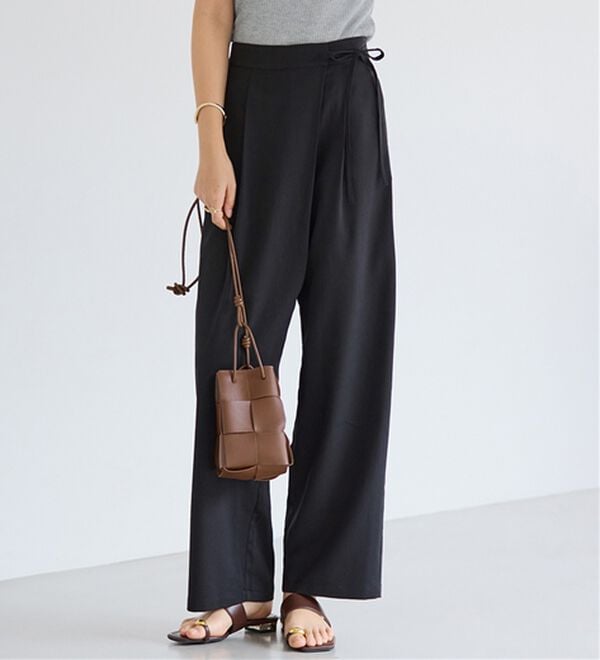 alotta（アロッタ）の「ラップリボンスラックス（フルレングスパンツ）」｜ブラック