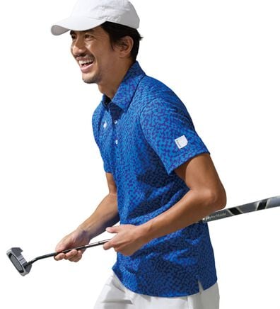 「＜ルコックスポルティフ＞ミナモ柄半袖シャツ（メンズポロシャツ）」