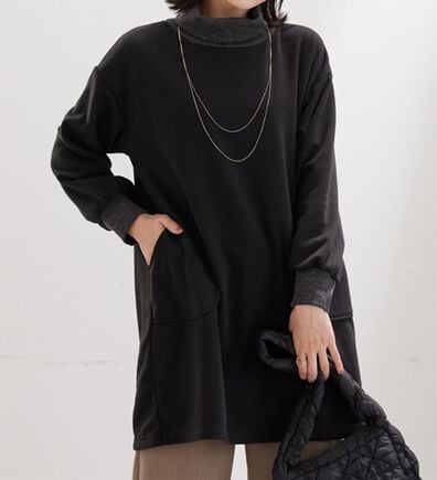 BELLUNA（ベルーナ）の「オフタートルネック配色リブ切替チュニック（チュニック）」