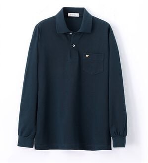 「＜ゴールデンベア＞上質国産ポロシャツ（長袖）（メンズポロシャツ）」｜ネイビー