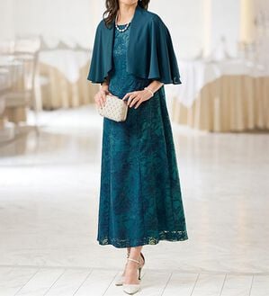 BELLUNA（ベルーナ）の「花柄オパール素材ケープ付ワンピース（プリントワンピース）」｜詳細画像