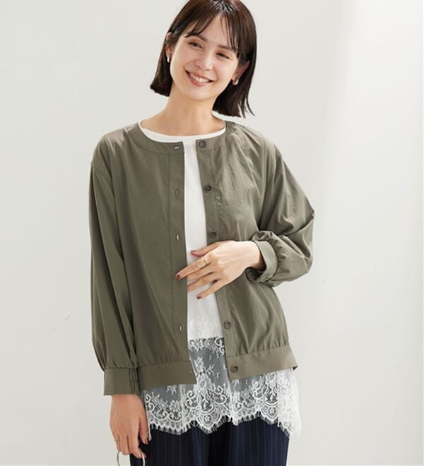 BELLUNA（ベルーナ）の「ビンテージ調ボタンデザインブルゾン（その他ジャケット）」｜カーキ