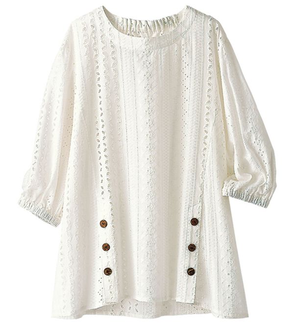 BELLUNA（ベルーナ）の「ボタンデザインオーバーレースブラウス（ブラウス）」｜詳細画像