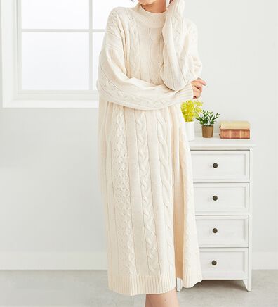 BELLUNA（ベルーナ）の「ケーブル柄ロング丈ニットワンピース（ニットワンピース）」