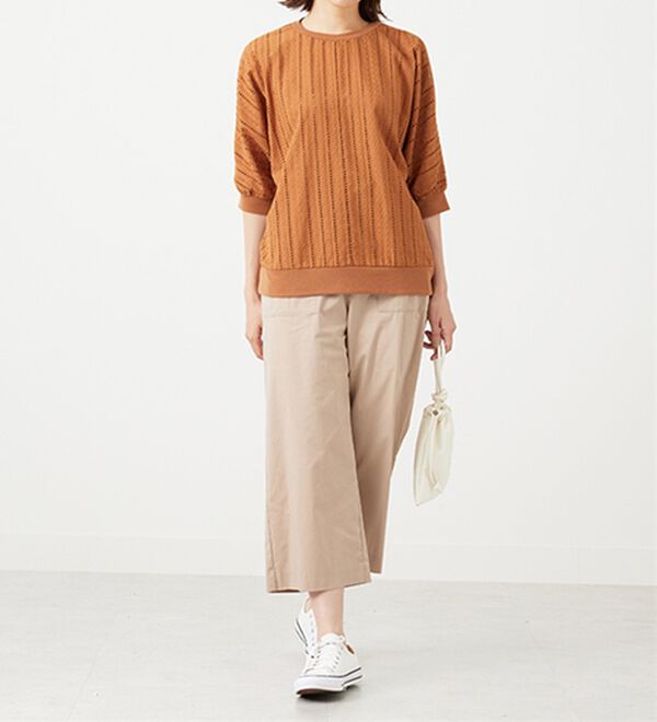 BELLUNA（ベルーナ）の「【店舗・ネット限定】サラリ綿混ベイカーワイドパンツ（ワイドパンツ・ガウチョ）」｜詳細画像