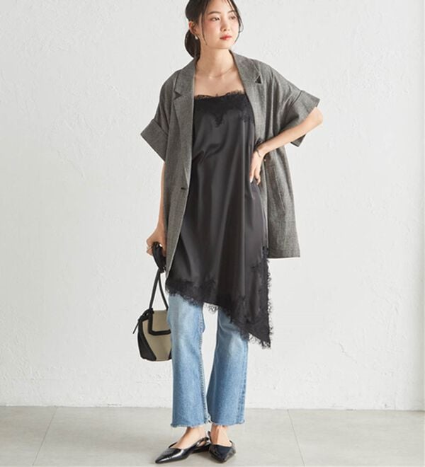 RANAN（ラナン）の「アシメレースサテンチュニック（チュニック）」｜詳細画像