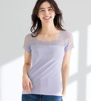 LAVIENNE（ラヴィエンヌ）の「綿１００％汗取りレース・カップ付インナー＜さらりラボ＞（ブラトップ・カップ付きインナー）」｜詳細画像