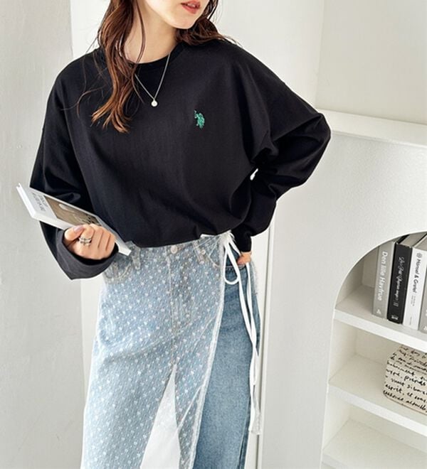 GeeRA（ジーラ）の「【Ｕ．Ｓ．ＰＯＬＯ ＡＳＳＮ】オーバーサイズ刺しゅうロンＴ（カットソー）」｜詳細画像