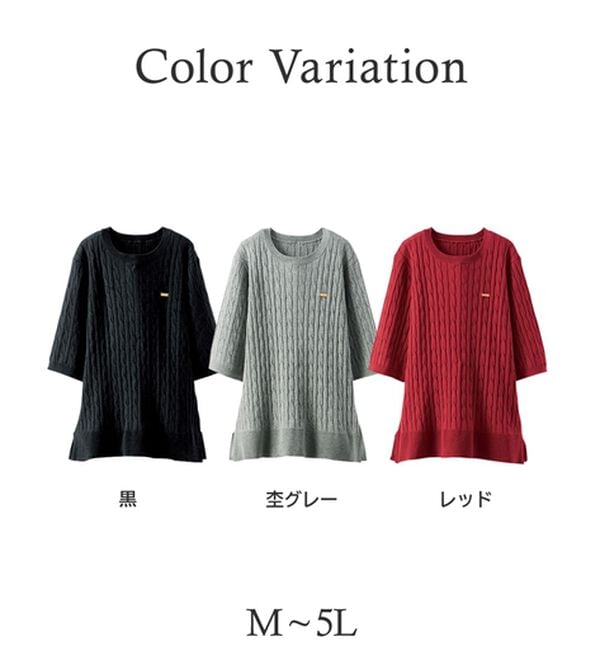 BELLUNA（ベルーナ）の「軽やか綿混！ケーブルニットプルオーバー（ニット・セーター）」｜詳細画像