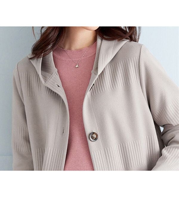 BELLUNA（ベルーナ）の「ボーダージャカード素材フードカーディガン（その他ジャケット）」｜詳細画像