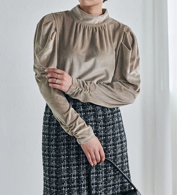 RANAN（ラナン）の「ベロアパワショルハイネックプルオーバー（カットソー）」｜詳細画像