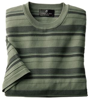 「＜コムルヴァン・オム＞洗える涼感ニットＴシャツ（メンズニット・セーター）」｜セージ