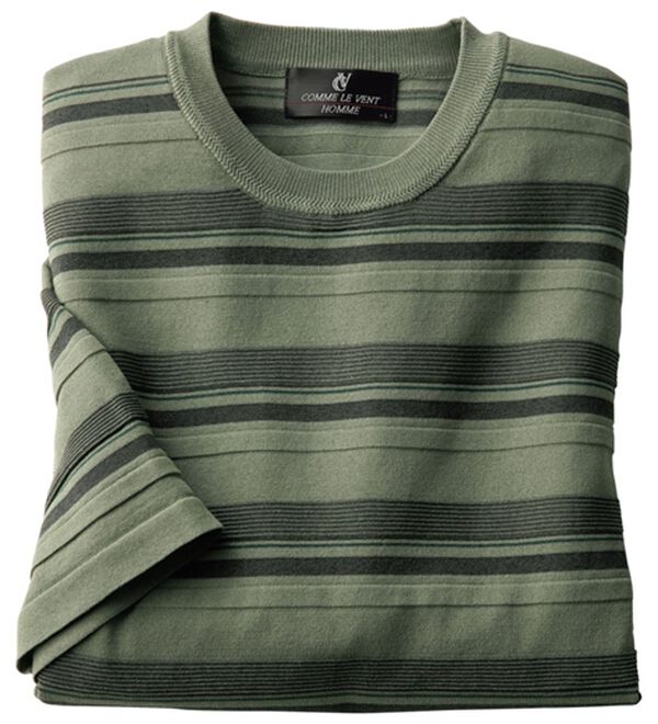「＜コムルヴァン・オム＞洗える涼感ニットＴシャツ（メンズニット・セーター）」｜セージ