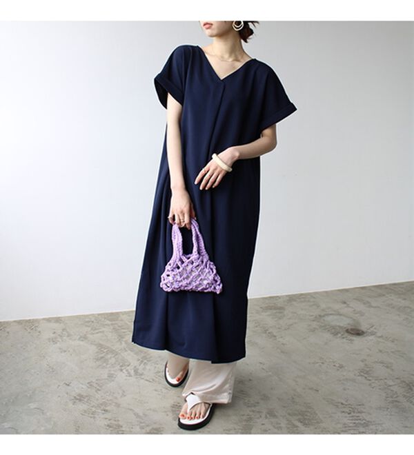 GeeRA（ジーラ）の「ひんやり快適！ジャカードスキッパーワンピ（カットソーワンピース）」｜詳細画像