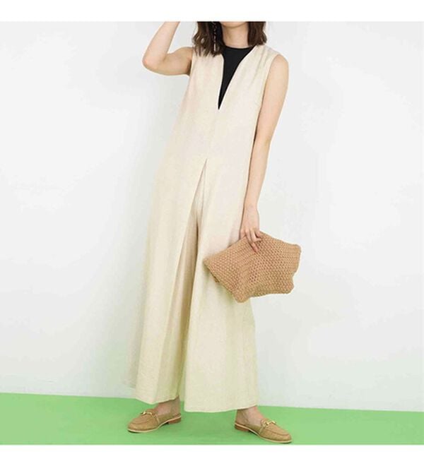 RANAN（ラナン）の「麻入りＶネックサロペット（オールインワン）」｜詳細画像