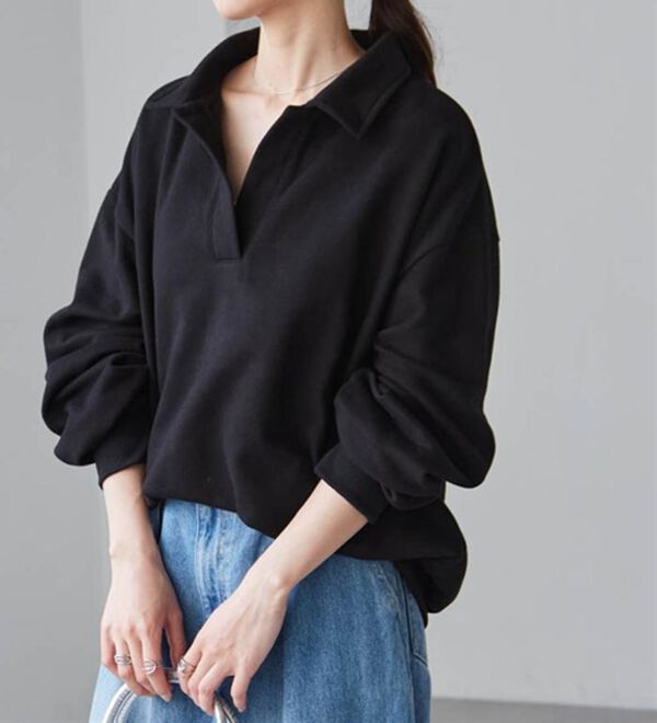 RANAN（ラナン）の「あったか裏起毛衿付きオーバーサイズスウェット（トレーナー・スウェット）」｜詳細画像