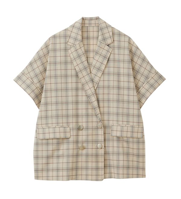 RANAN（ラナン）の「【新色追加】麻調ダブルボタンハーフスリーブジャケット（テーラードジャケット）」｜詳細画像