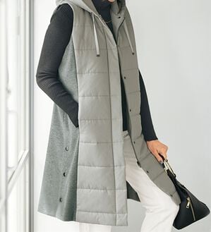 BELLUNA（ベルーナ）の「細見え中わたキルト切替ロングベスト（中わたコート・ベスト）」｜詳細画像