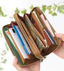 「＜クロコダイル＞スマホが入るダブルファスナー財布（メンズ財布・パスケース）」