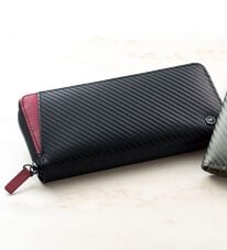 「＜カンサイ・ヤマモト・オム＞カーボン調財布　ラウンド長財布（メンズ財布・パスケース）」