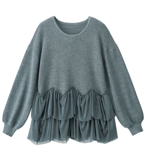 RANAN（ラナン）の「＜ムースタッチライト＞洗える！裾チュールドッキングニット（ニット・セーター）」｜詳細画像