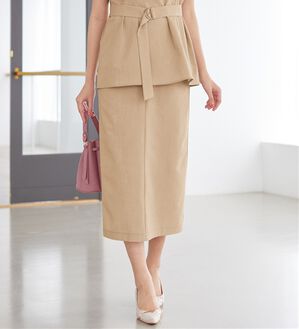 alotta（アロッタ）の「選べる！きれいめ麻調セットアップ（セットアップ）」｜ベージュ／タイトスカート