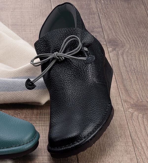 ルフラン（ルフラン）の「やわらかレザーのハイカットリボンシューズ（ブーツ）」｜ブラック