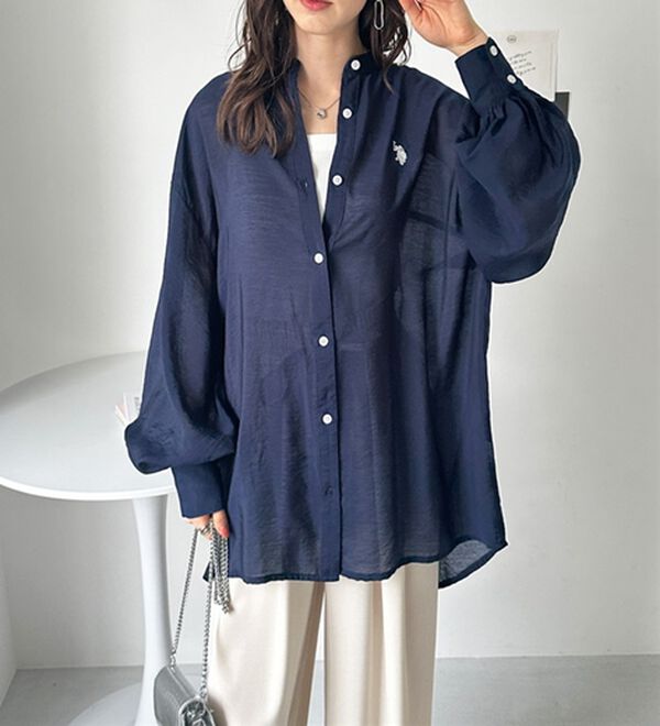 GeeRA（ジーラ）の「【Ｕ．Ｓ．　ＰＯＬＯ　ＡＳＳＮ．】バンドカラーシアーシャツ（シャツ）」｜詳細画像