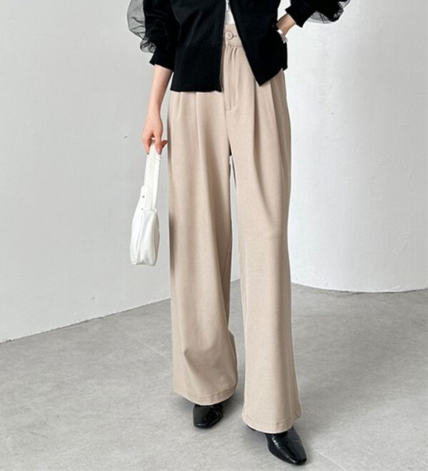 GeeRA（ジーラ）の「着心地抜群！ハイウエストダブルタックワイドパンツ（フルレングスパンツ）」｜詳細画像