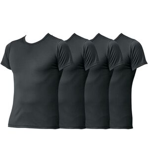 「【４枚組】抗菌防臭・マイクロファイバー裏起毛あったかインナー４枚組（シャツ）　半袖丸首（メンズ肌着・インナーウェア）」｜チャコール4枚組