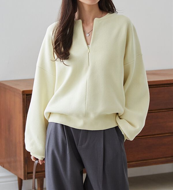 RANAN（ラナン）の「ハーフジップスウェットライクニット（ニット・セーター）」｜詳細画像