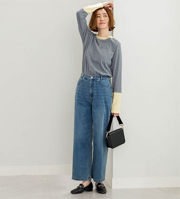 BELLUNA（ベルーナ）の「配色リブ素材クルーネックプルオーバー（カットソー）」｜詳細画像