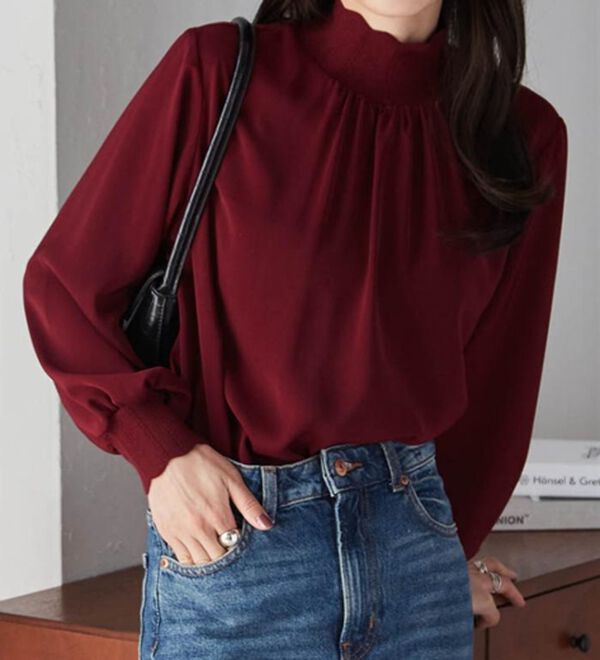 RANAN（ラナン）の「スカラップリブニット使いブラウス（ブラウス）」｜詳細画像