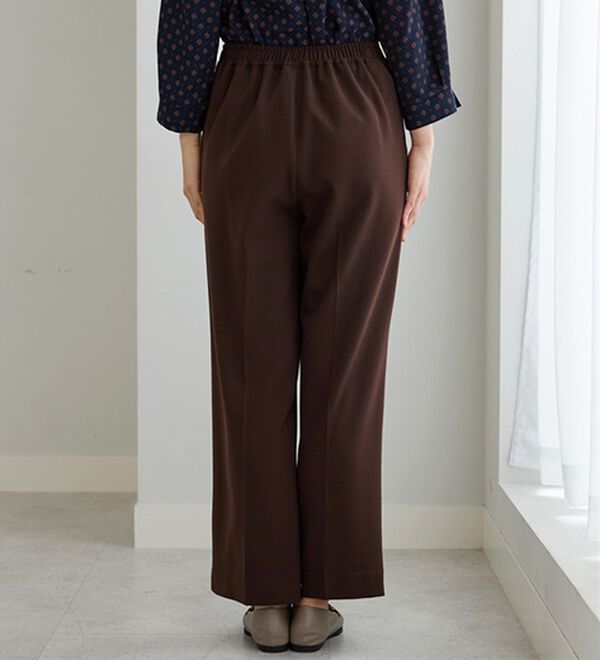 BELLUNA（ベルーナ）の「サマ見え（Ｗ）ストレッチ素材タブ使いワイドパンツ（ワイドパンツ・ガウチョ）」｜詳細画像