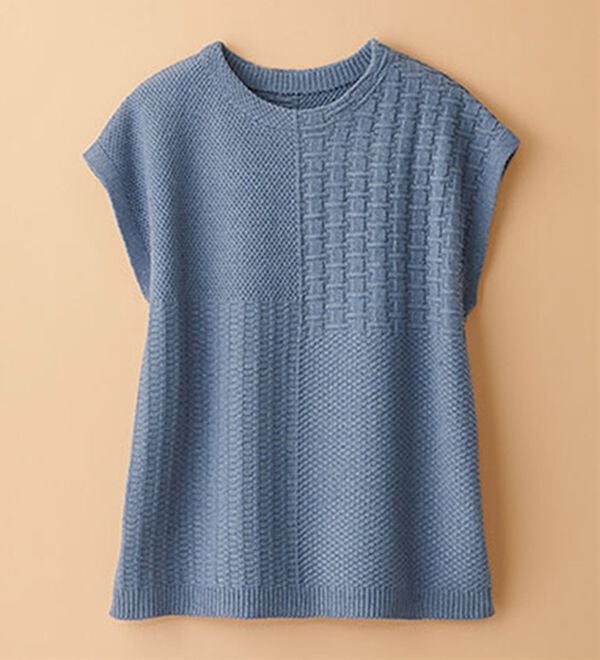 BELLUNA（ベルーナ）の「パッチワーク柄編地変化ニットベスト（ベスト）」｜詳細画像