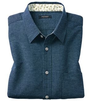 「フレンチリネンブレンドカジュアルシャツ（メンズシャツ）」｜ネイビームジ