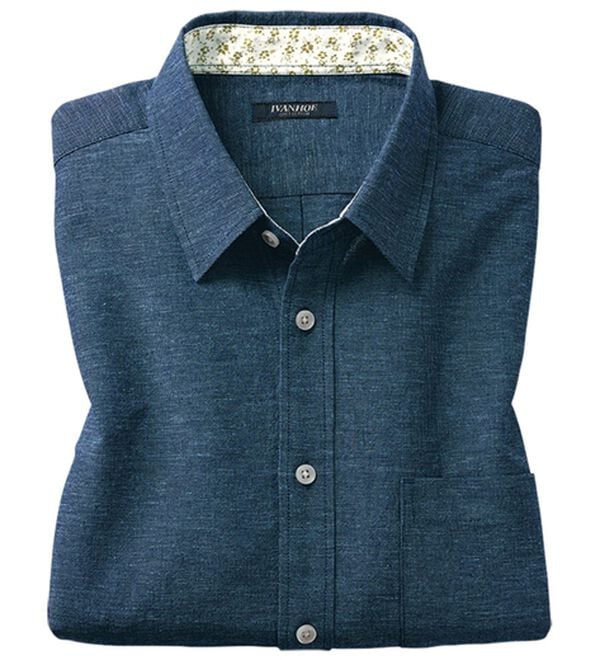 「フレンチリネンブレンドカジュアルシャツ（メンズシャツ）」｜ネイビームジ