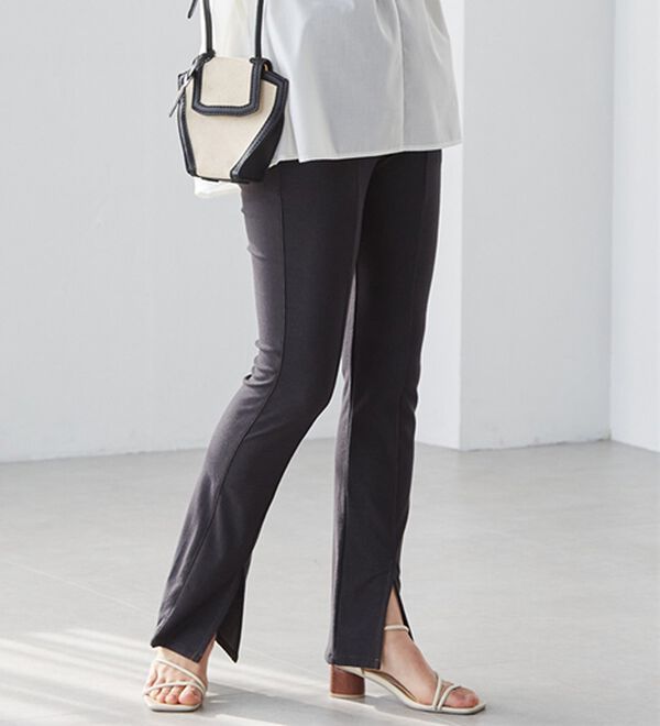 RANAN（ラナン）の「ひんやり！デニム調スリットパンツ（フルレングスパンツ）」｜詳細画像