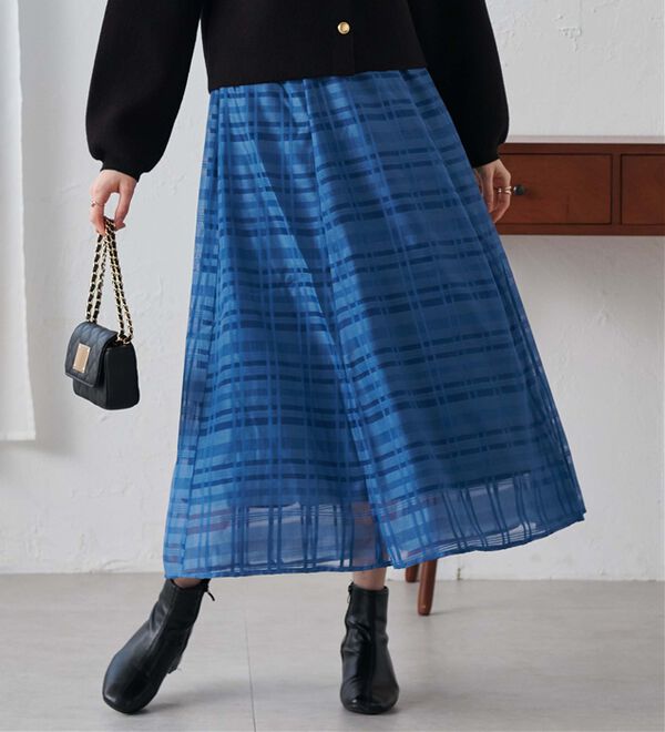 RANAN（ラナン）の「シアーチェックスカート（ロングスカート）」｜詳細画像