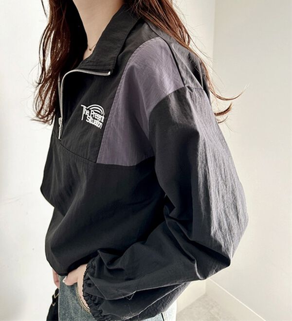 GeeRA（ジーラ）の「ハーフジップ配色ナイロンブルゾン（ブルゾン）」｜詳細画像