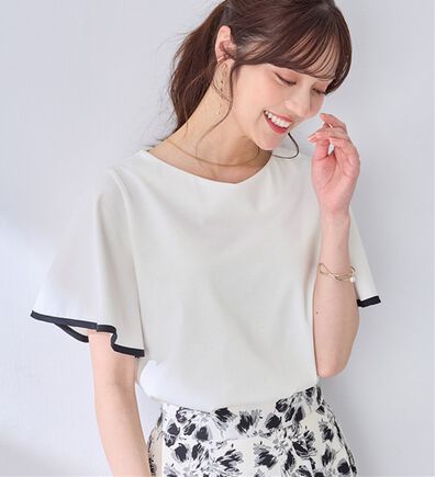 alotta（アロッタ）の「【接触冷感】配色フレアスリーブトップス（カットソー）」