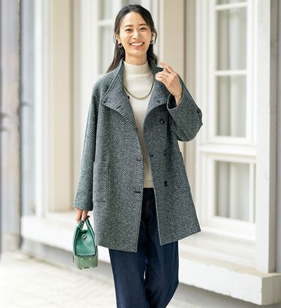 ルフラン（ルフラン）の「ウール調ヘリンボーン柄コート（ロングコート）」