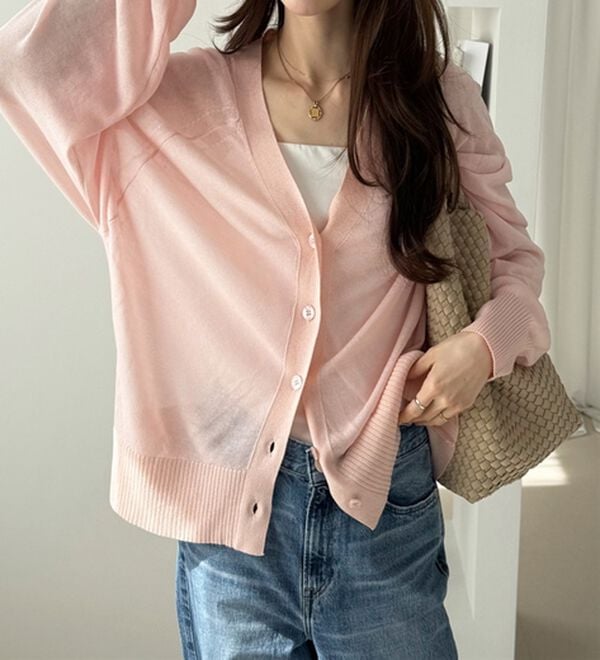 GeeRA（ジーラ）の「接触冷感！Ｖネックカーディガン（ニットカーディガン）」｜詳細画像