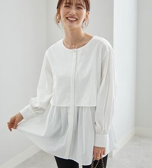 GeeRA（ジーラ）の「羽織にもなる！ペプラムシャツチュニック（チュニック）」｜オフホワイト